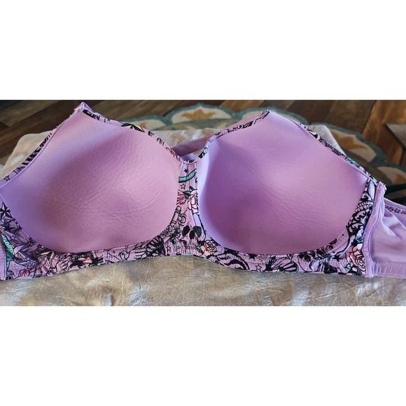 Torrid Curve Bra 40C Unwired Mermaid Rockabilly Lavender & Lace Cross Back - Picture 5 of 5